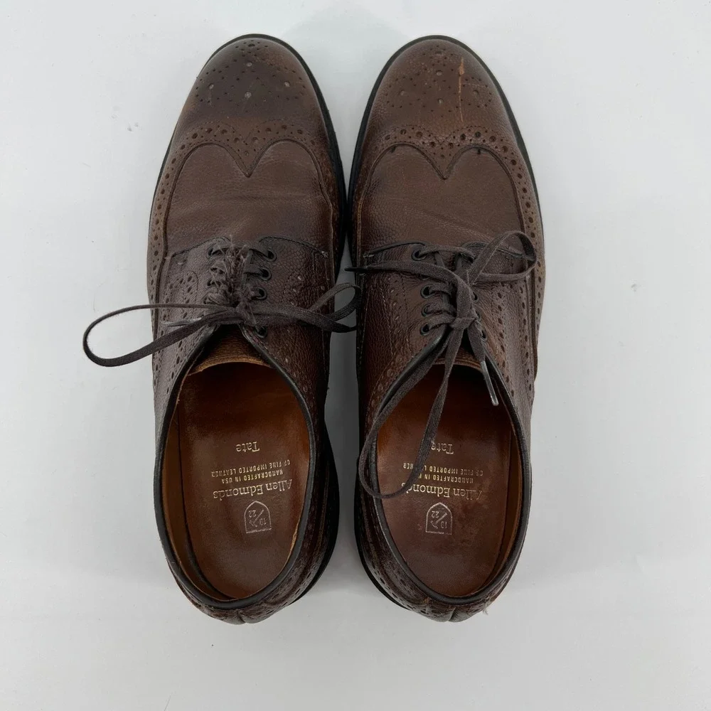 Allen Edmonds Tate Mens‎ 9.5 B Brown Wingtip Brogue Leather Oxford Dress Shoes